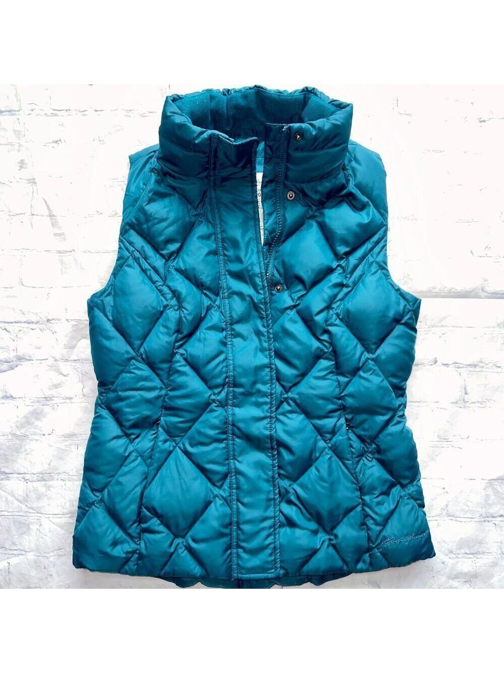 EUC Women’s XS Eddie Bauer Dk Teal Premium Quality Goose Down Puffer Vest Jacket